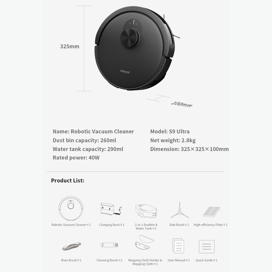 Airbot S9 Ultra 2026 Model | 21000Pa | Edge Cleaning | Pets Mode