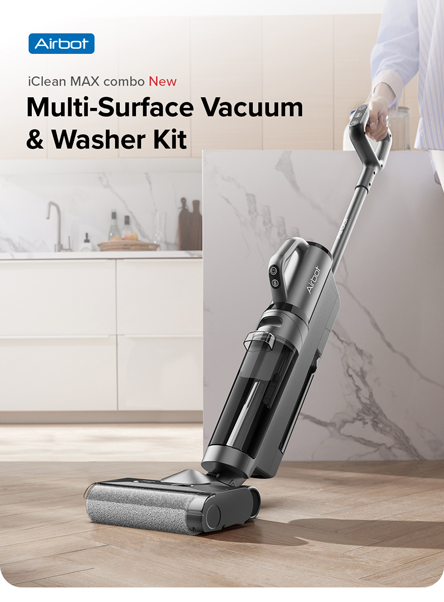 Airbot iClean Max , Pembersih Vakum Kering Basah Tanpa Kord Pegang Tangan Vakum Mop Penapis HEPA
