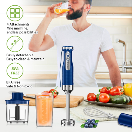 Airbot HB100 4 In 1 Electric Hand Blender Grinder Stick Mixer Baby Food Processor Chopper