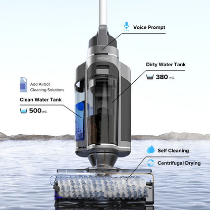 Airbot iClean Omni X 一体式干湿两用吸尘器，适用于地板、地毯、沙发、窗帘和窗户