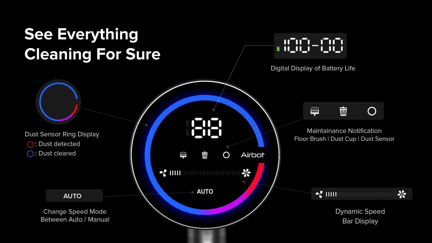 Airbot Hypersonics Pro Smart Cordless Vacuum Cleaner Portable Handheld 27000Pa Auto Dust Sensing