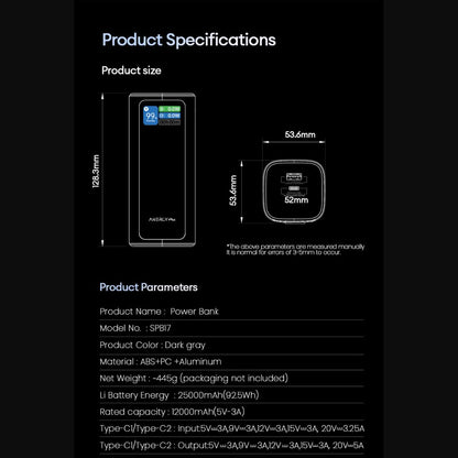 [ Pre-order ] Airbot Anergy Super Charging Powerbank SPB17 | 25000mAh | 130W