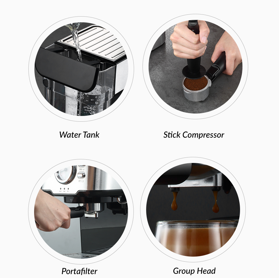 Norvia Airbot 咖啡机机浓缩咖啡奶泡蒸汽双手柄 CM6000