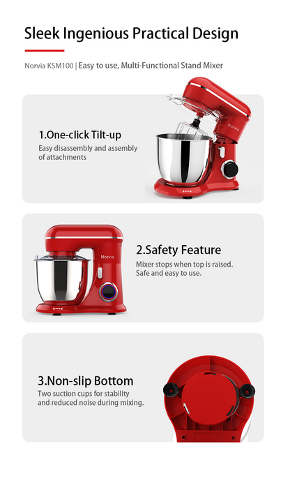 Airbot Norvia Kitchen Stand Mixer Powerful Motor Stainless Steel (5L/1300W) KSM100