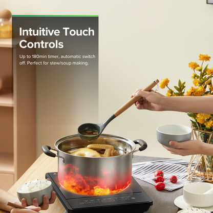 Airbot Norvia Induction Cooker IC01 Black Sleek Lightweight Portable Electric Multicooker Steamer Soup Noodle Fry Stove