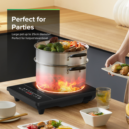 Airbot Norvia Induction Cooker IC01 Black Sleek Lightweight Portable Electric Multicooker Steamer Soup Noodle Fry Stove