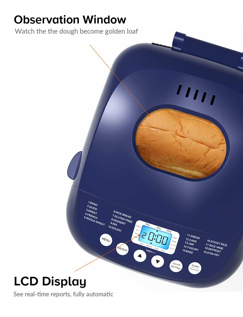 Airbot Norvia Bread Maker BM2800 Blue Toaster Break Fast Machine 1000g Dough Oven 12A