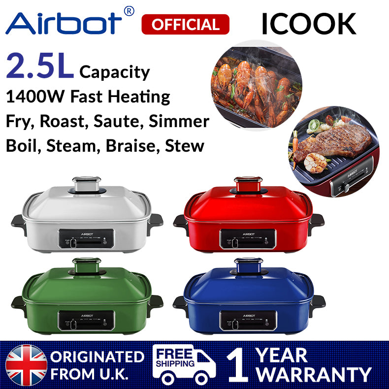 Airbot iCook Multicooker All-in-one Electric Non-stick Pelbagai Fungsi Hotpot BBQ Grill ( Waranti 12 Bulan) 